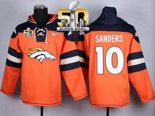 Nike Broncos #10 Emmanuel Sanders Orange Super Bowl 50 Player Pullover NFL Hoodie